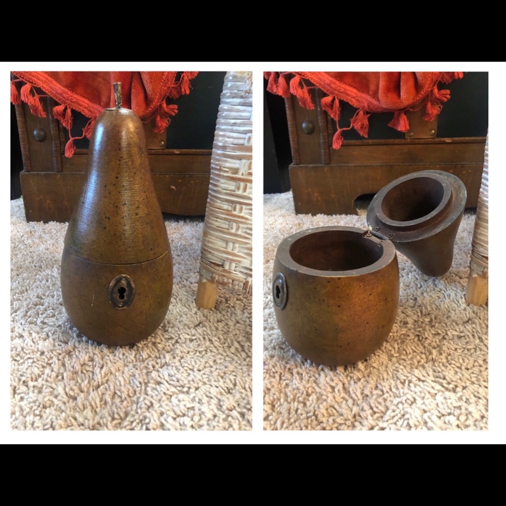 Vintage Palecek wood hinged pear